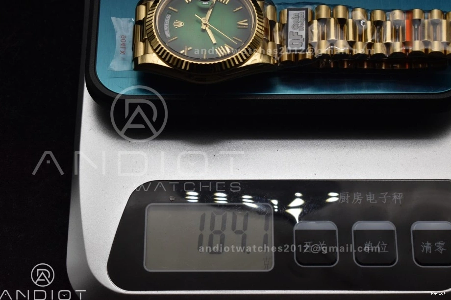 Black Green 40 President V4 Bracelet Weight) on 904L Steel YG A2836 QF Dial Edition (Gain DayDate Best 0118